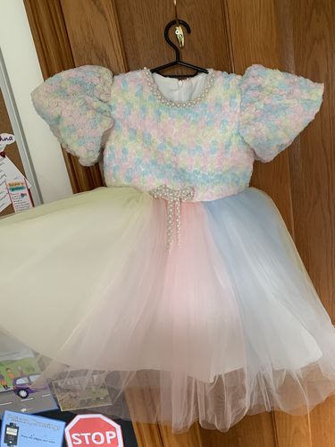 Customer photo review of Baby Girl Birthday Party Dress Toddler Summer Rainbow Pink Cake Princess Dress Girls Pageant Dresses