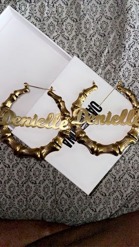 Customer photo review of Custom 90’s Kinda Girl Hoops
