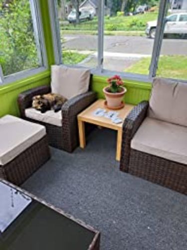 Customer photo review of HOMREST 6 Pieces Patio Furniture Sets, All Weather Wicker Patio Conversation Sets with Storage Glass Coffee Table, Outdoor Sectional Sofa w/Ottomans, Cushions & Pillows for Garden, Lawn, Balcony,Khaki