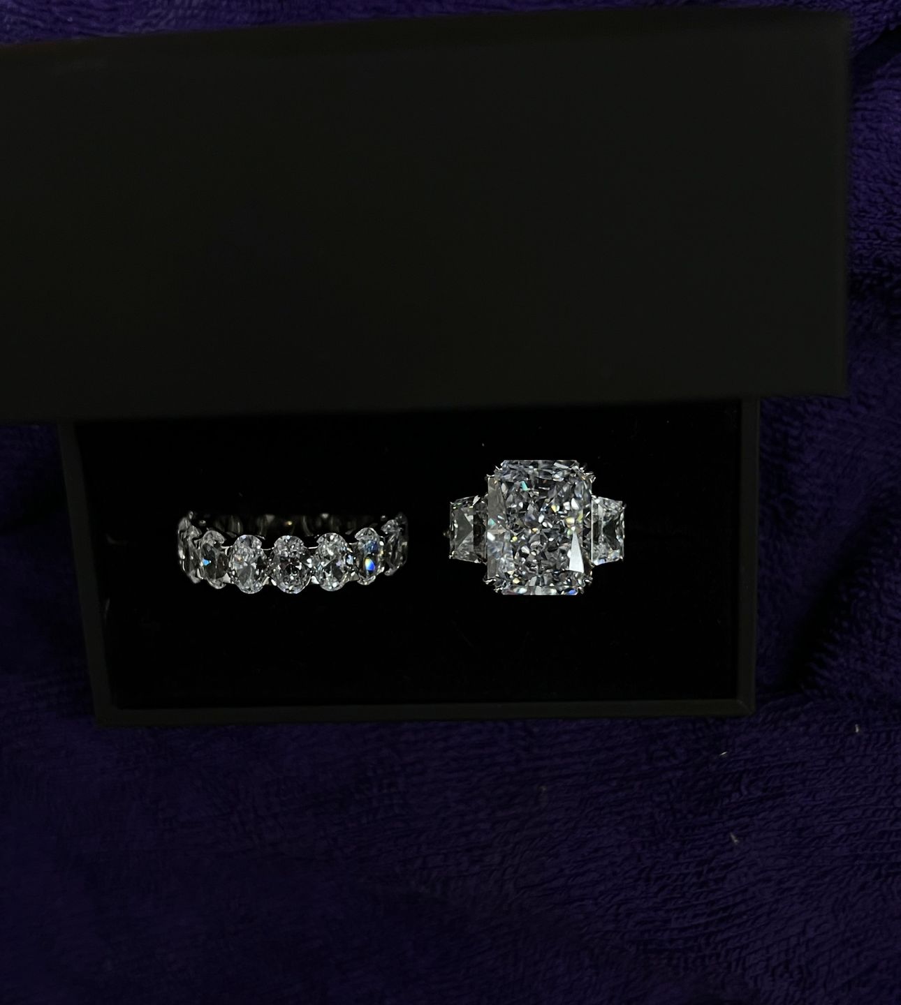 Customer photo review of S925 8 Ct Louily Luxurious Three Stone Radiant Cut Wedding Set In Sterling Silver