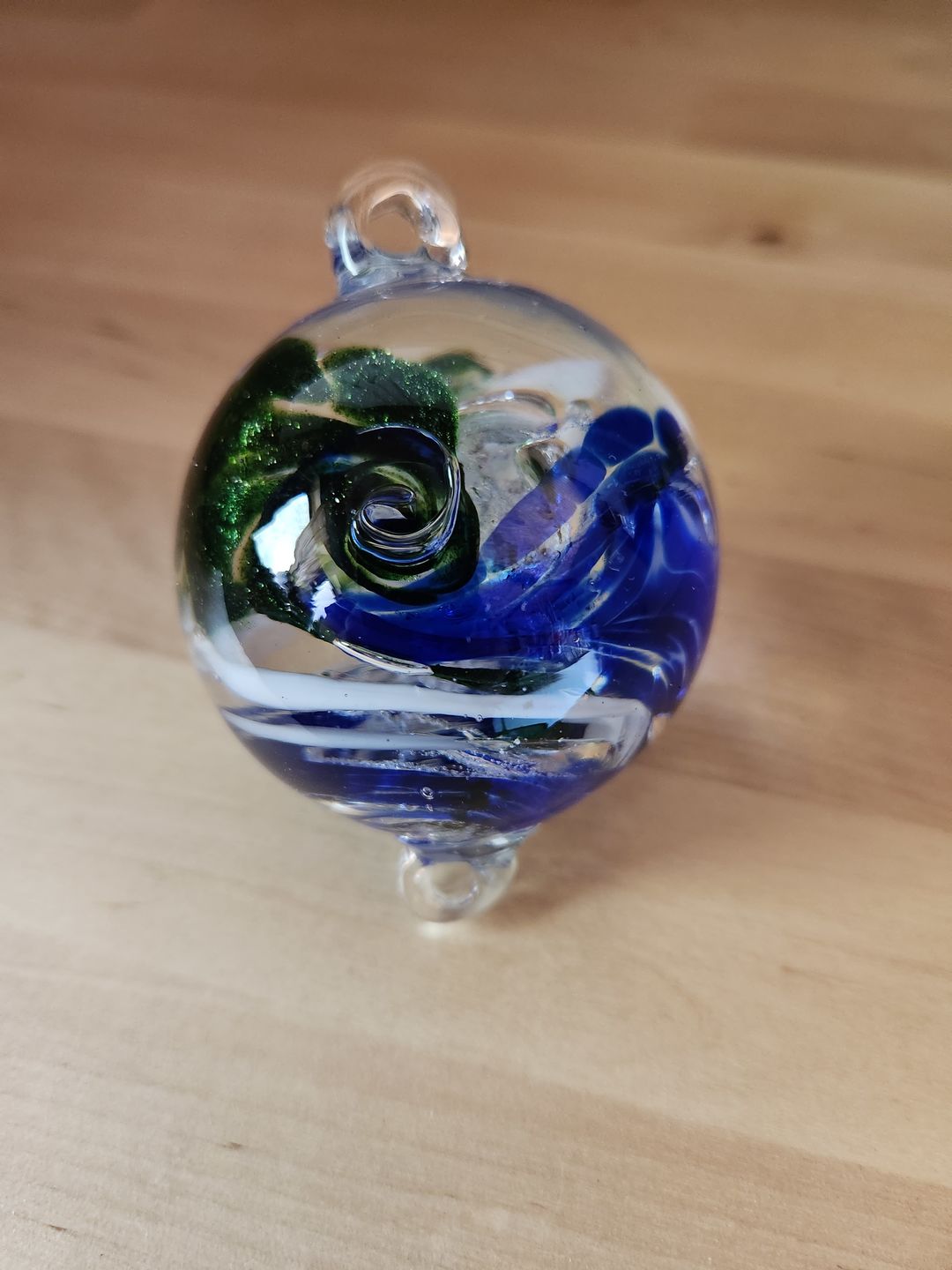 Customer photo review of Tri-Color Glimmer Orb with Cremation Ashes