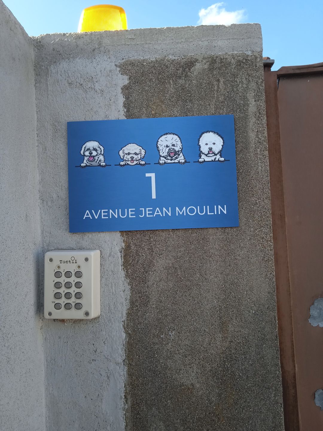 Customer photo review of Chiens curieux et numéro de maison - Plaque de porte personnalisée