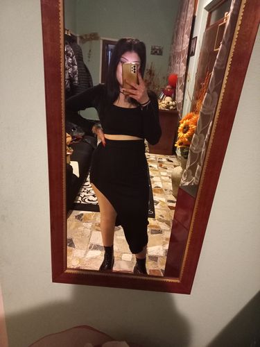 Customer photo review of Set due pezzi maglia + gonna a costine viscosa
