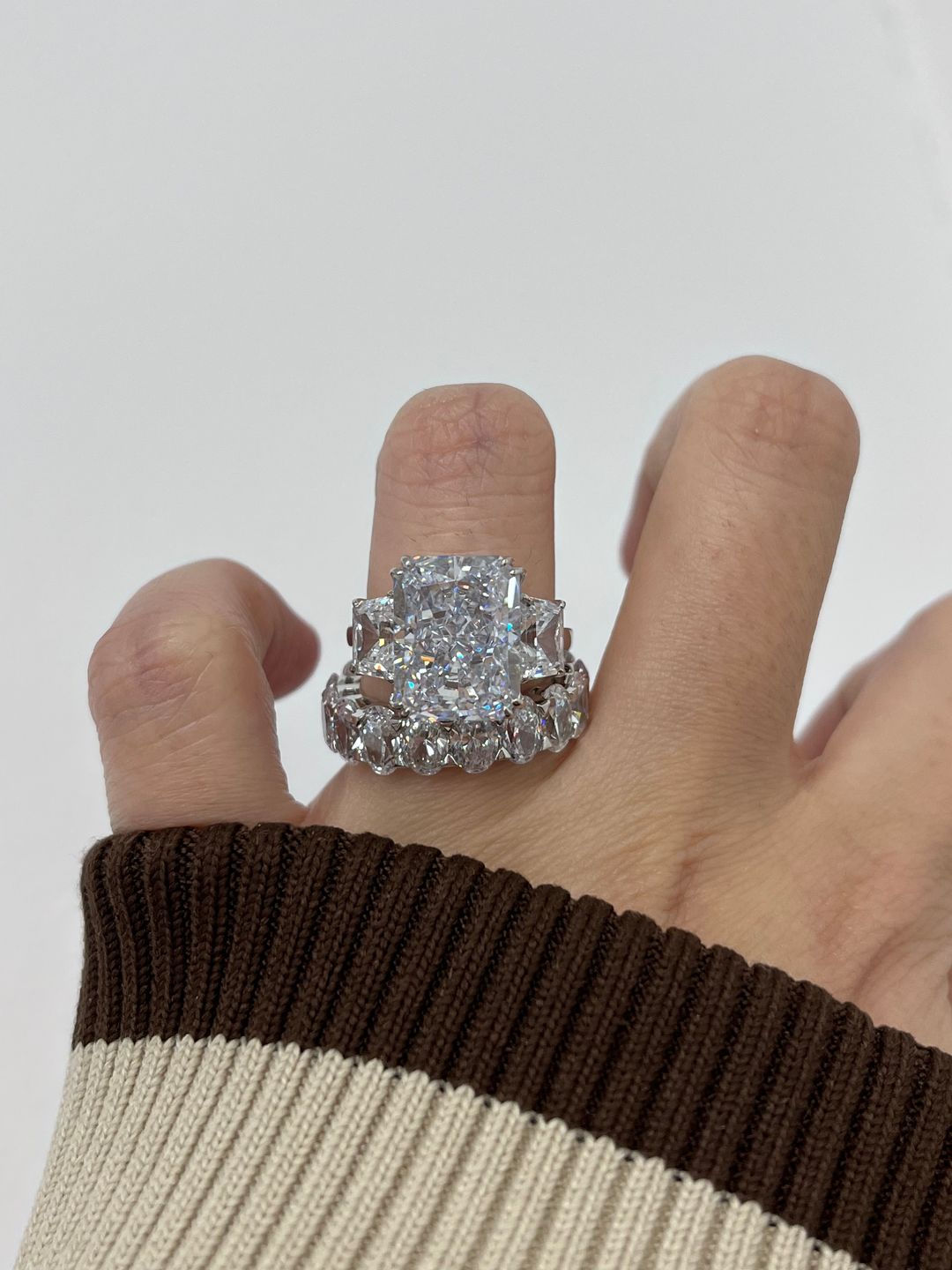 Customer photo review of S925 8 Ct Louily Luxurious Three Stone Radiant Cut Wedding Set In Sterling Silver