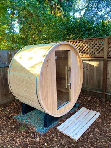 Customer photo review of Smartmak® Outdoor Barrel Sauna（3-4 Person）Nature 4