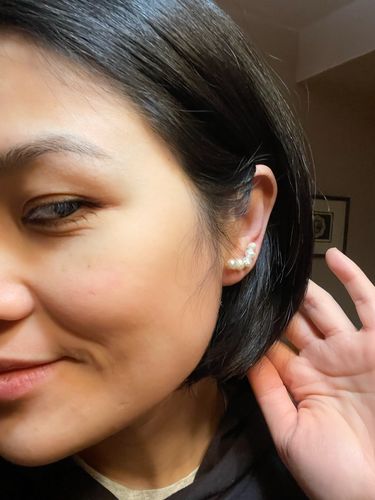 Customer photo review of Perla Pipa Climber Earrings