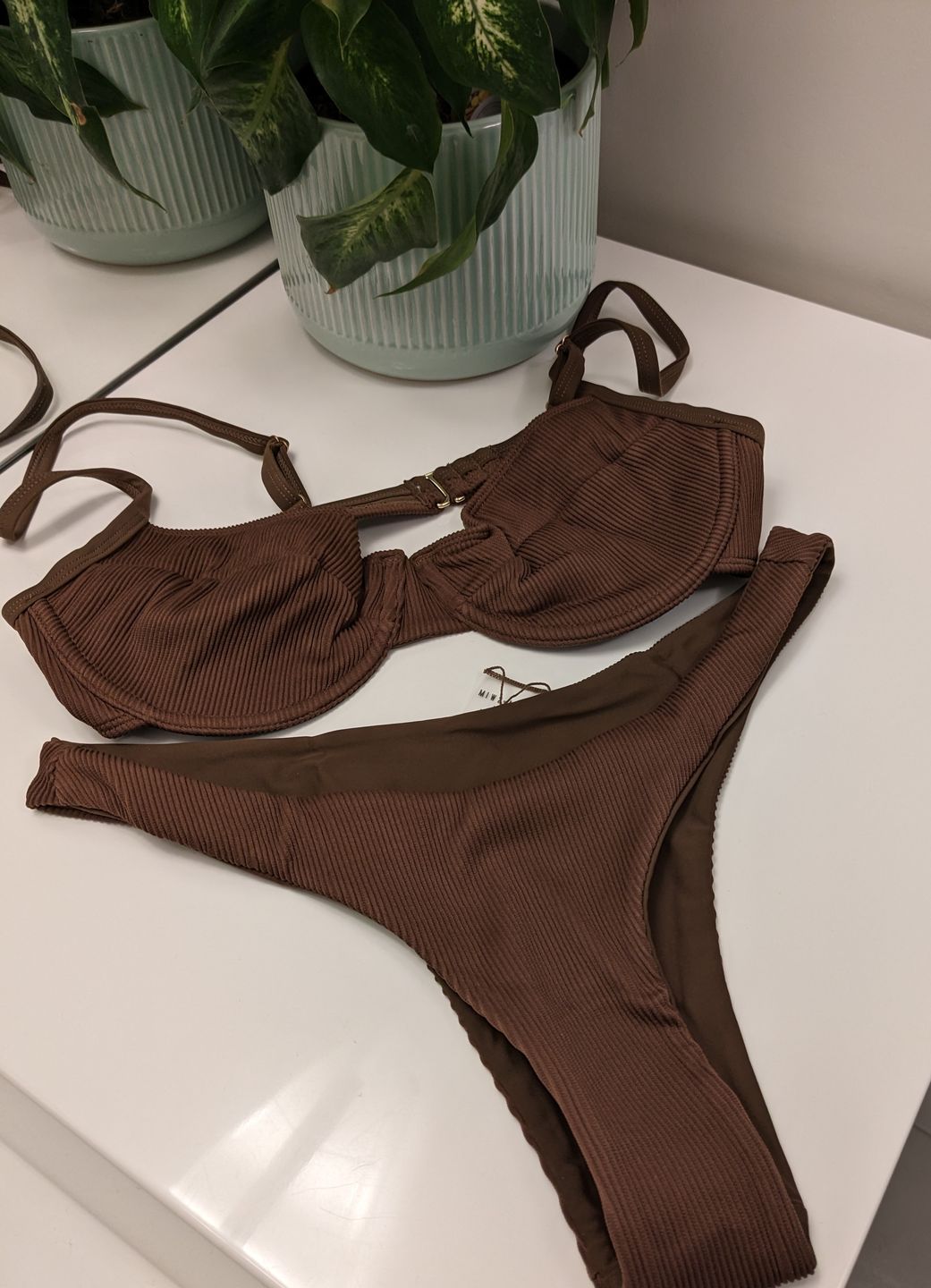 Customer photo review of Nova Underwire Bra - Brown Ribbed