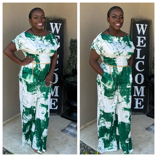 Customer photo review of Lennox Print Jumpsuit (Green)