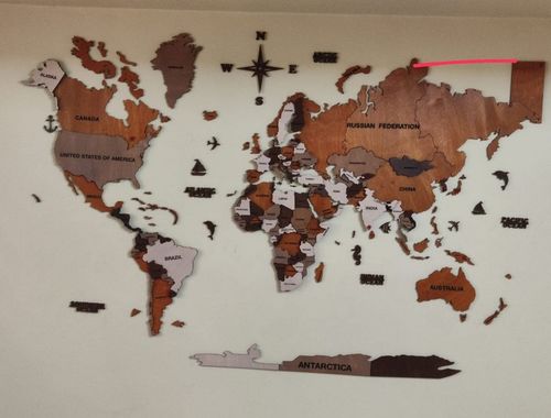 Customer photo review of 3D Wooden World Map Multicolor