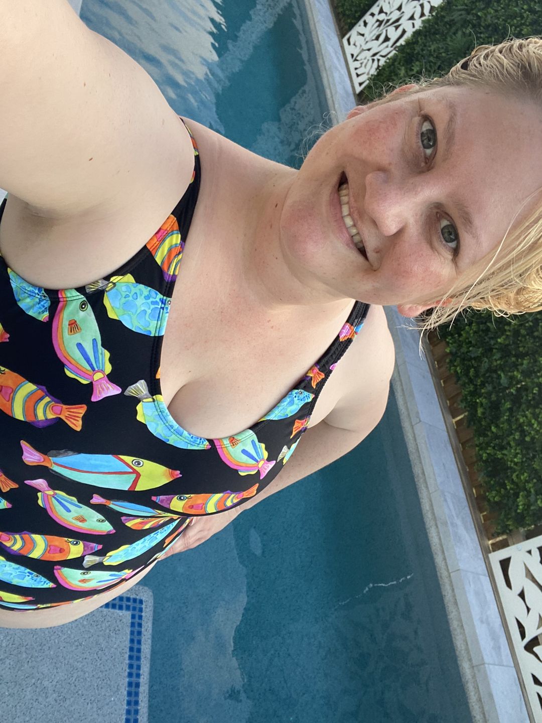 Customer photo review of Neon Fish Women's One Piece Sleeveless Swimmers