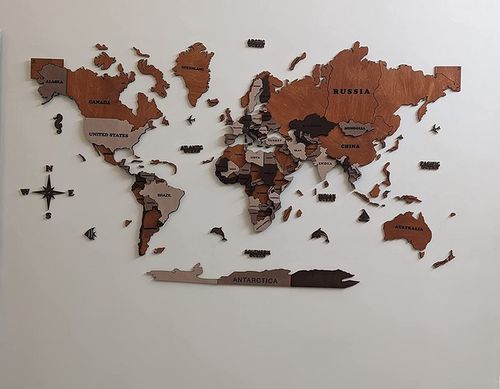 Customer photo review of 3D Wooden World Map Multicolor
