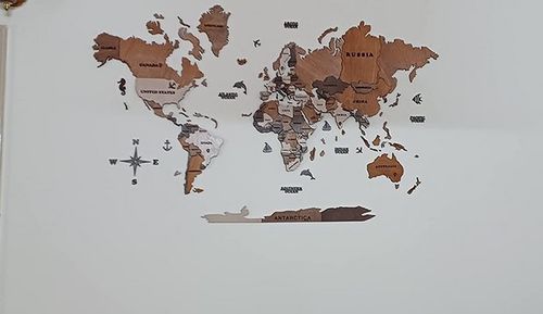 Customer photo review of 3D Wooden World Map Multicolor