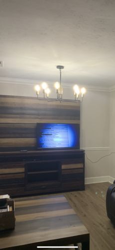 Customer photo review of 8-Light Mid Century Black Brass Sputnik Chandelier