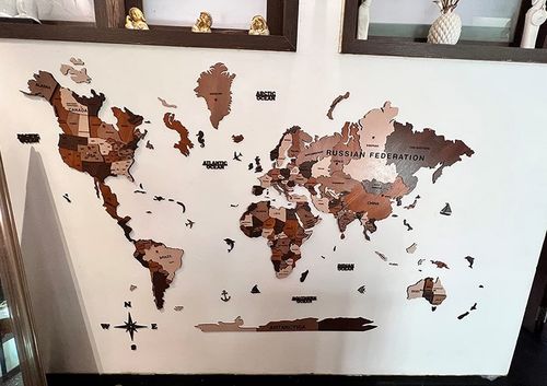 Customer photo review of 3D Wooden World Map Multicolor