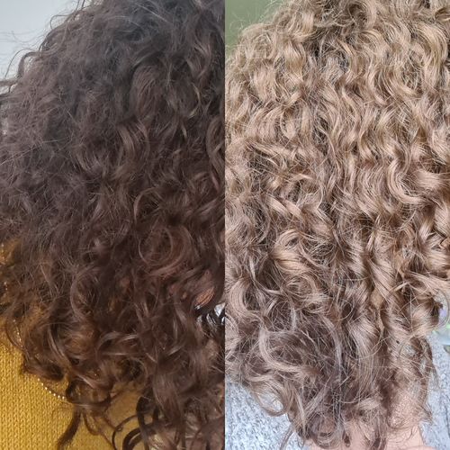 Customer photo review of Notre soin éclaircissant pour des cheveux rayonnants en moins de 5 minutes