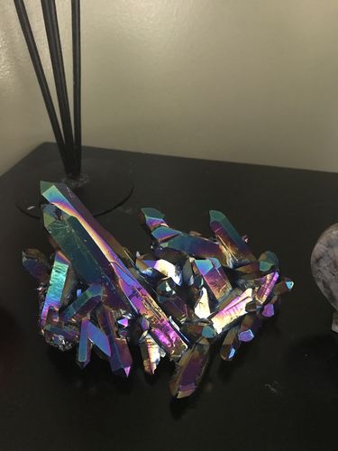 Customer photo review of Rainbow (Titanium) Aura Quartz Clusters