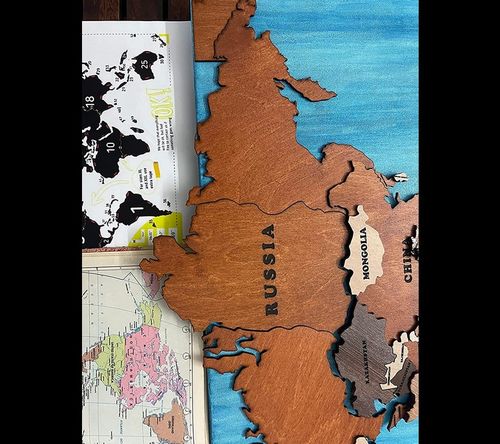 Customer photo review of 3D Wooden World Map Multicolor