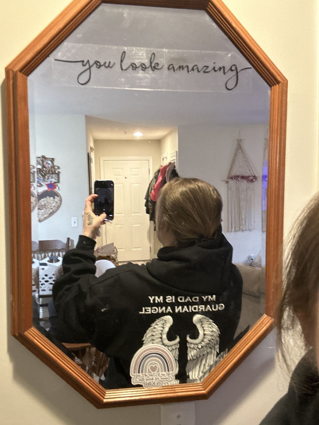 Customer photo review of My Dad Is My Guardian Angel Hoodie