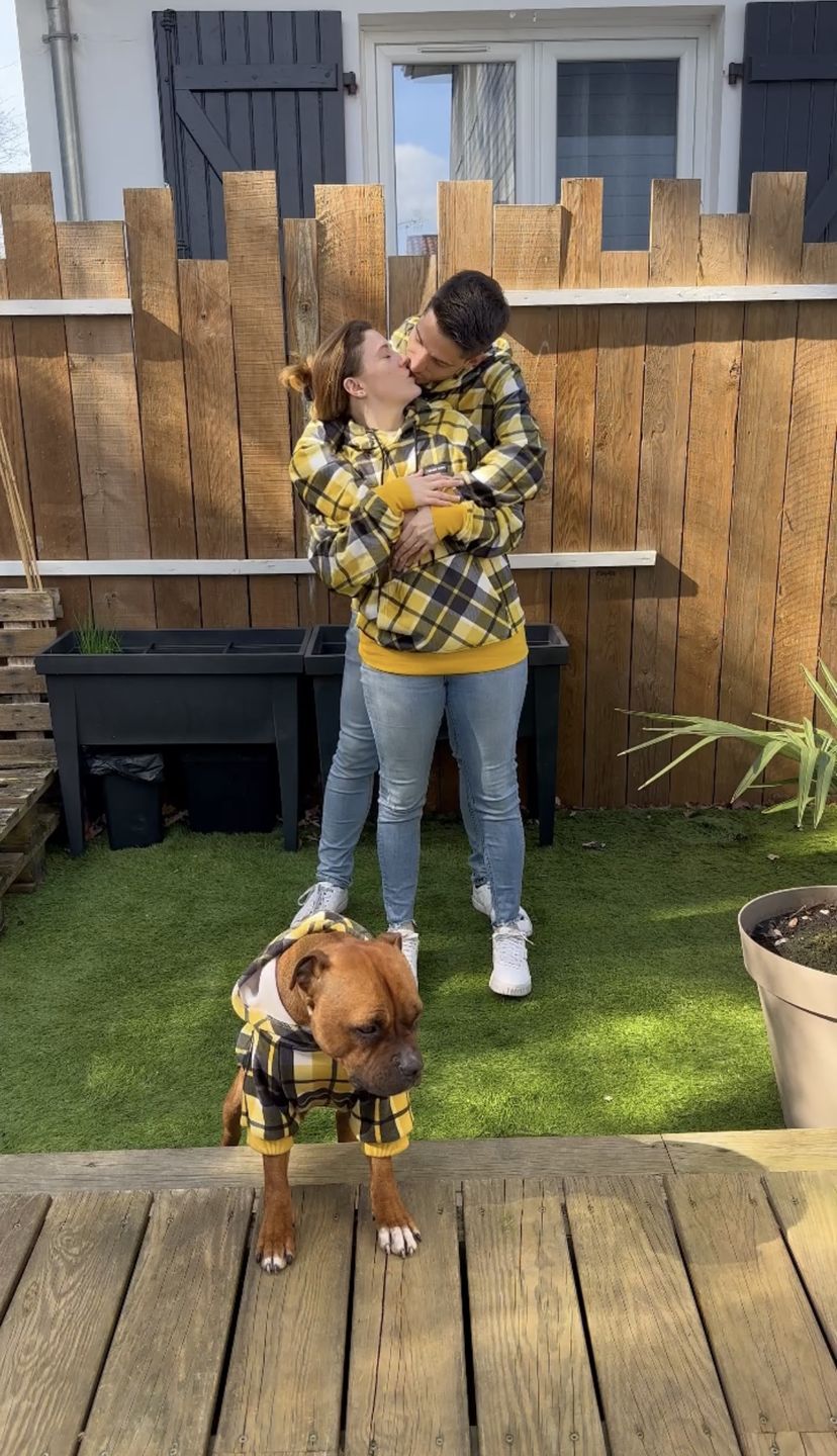 Customer photo review of Yellow Plaid Human Hoodie