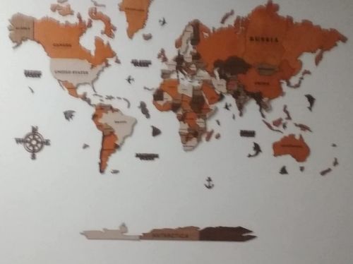Customer photo review of 3D Wooden World Map Multicolor