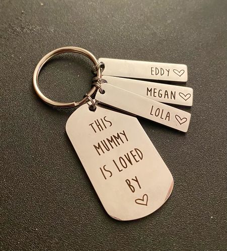 Customer photo review of Personalised Loved By Keyring
