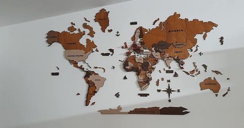 Customer photo review of 3D Wooden World Map Multicolor