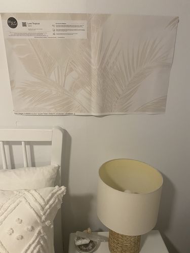 Customer photo review of Luxe Tropical in Sand Wallpaper