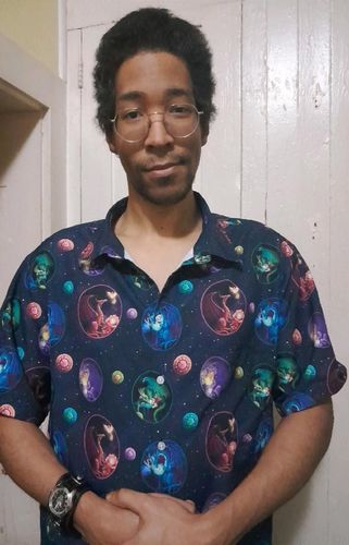 Customer photo review of Glimpses in Dragon Time Button Up Shirt