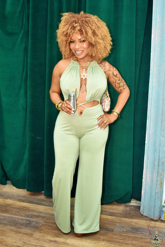 Customer photo review of Lace-up Wide Leg Jumpsuit