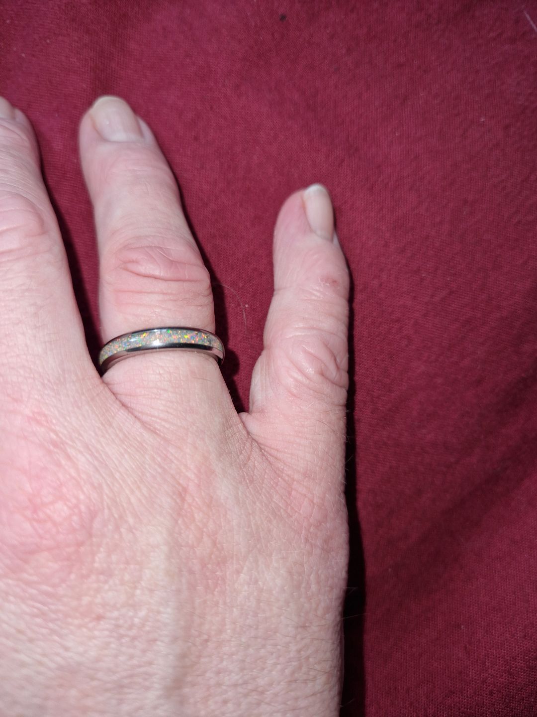 Customer photo review of The White Opal 4mm Wonder Ring