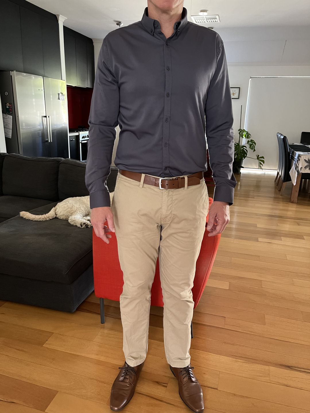 Customer photo review of Bamboo Satin Stretch Shirt - Charcoal
