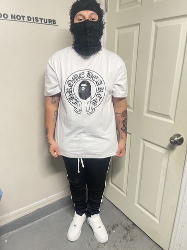 Customer photo review of Outside Solid One Stripe Track Pants (Black - White)