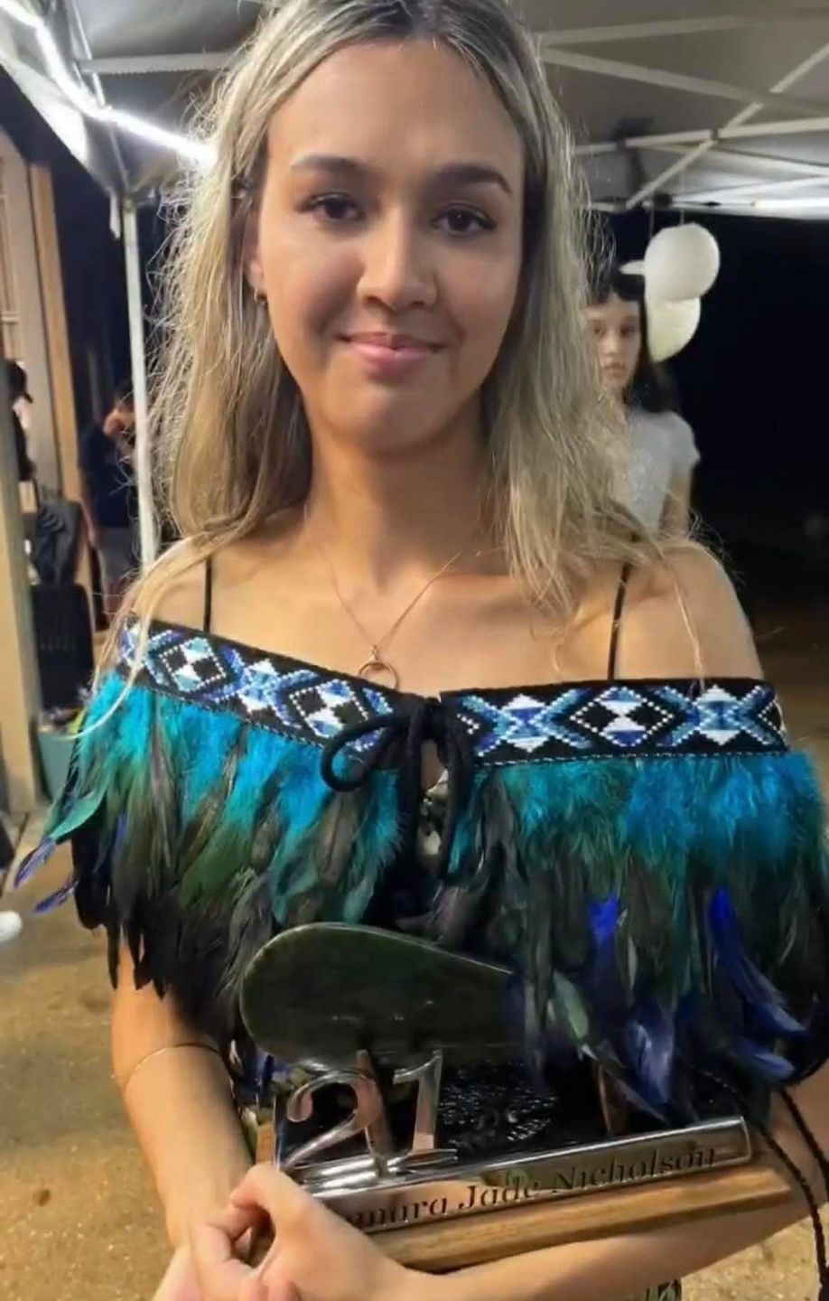 Customer photo review of Paua Blue Ceremonial Short Korowai