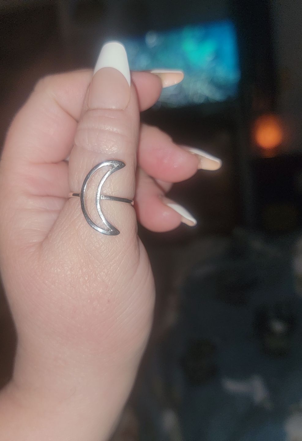 Customer photo review of Full Finger Crescent  Moon Ring Sterling Silver