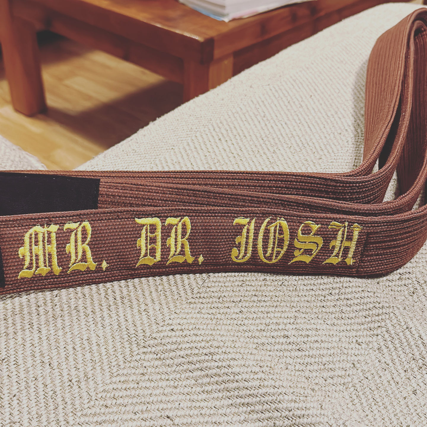 Customer photo review of Premium Custom Name Brazilian Jiu Jitsu BJJ Belt