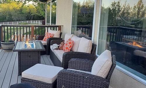 Customer photo review of Homrest 50" Propane Gas Fire Pit Table 50000 BTU Auto-Ignition with Windguard, Glass Stone, Black