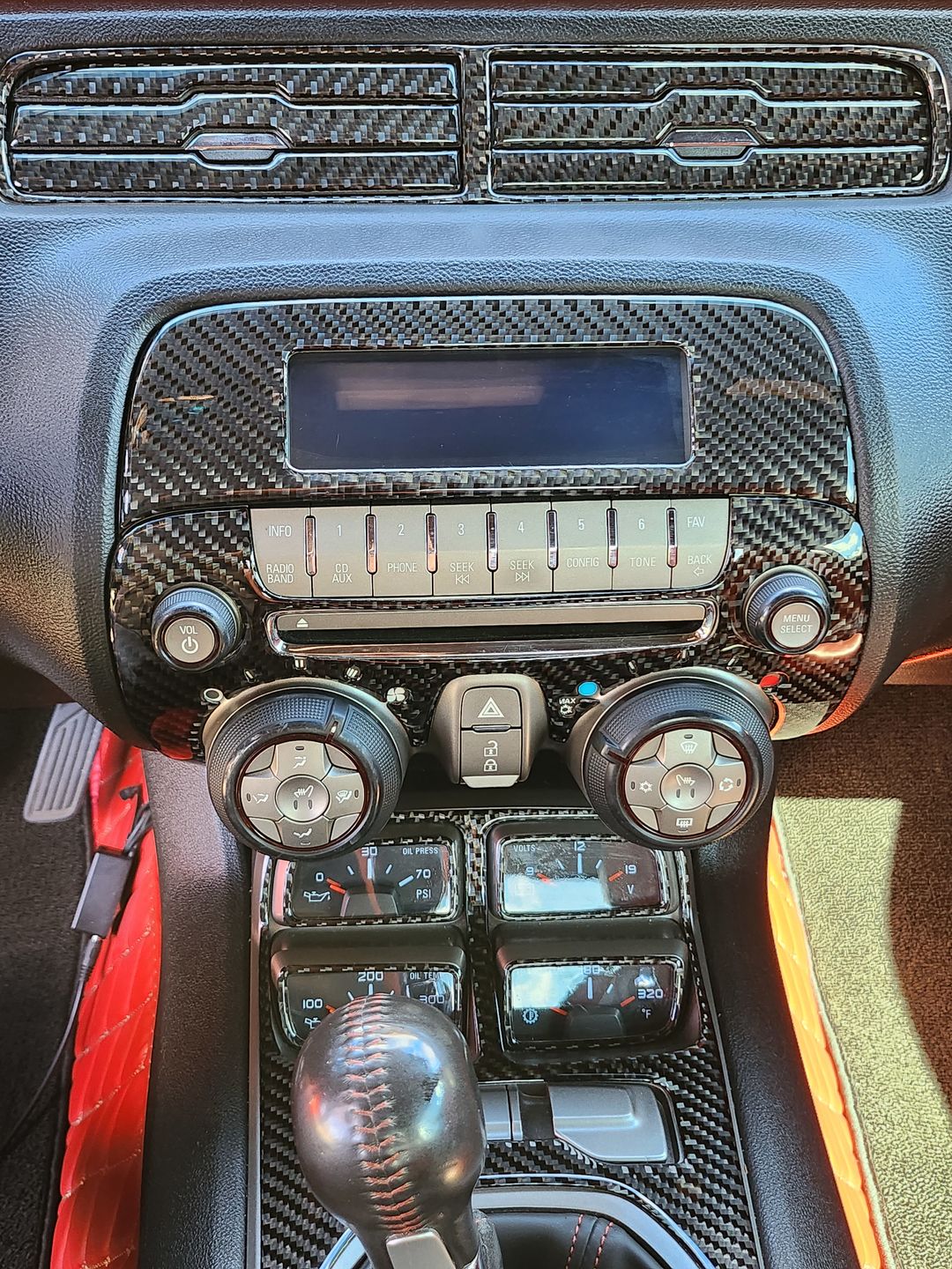 Customer photo review of Carbon Fiber Center Console Overlay for  Chevrolet Camaro 2010-2015