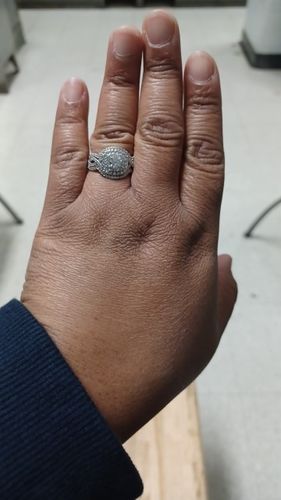 Customer photo review of Solid 925 Sterling Silver Wedding 3 Ring Set