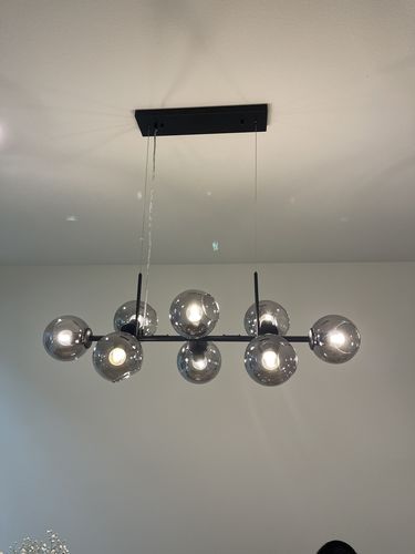 Customer photo review of Mid-Century Modern Glass Globe Linear Chandelier