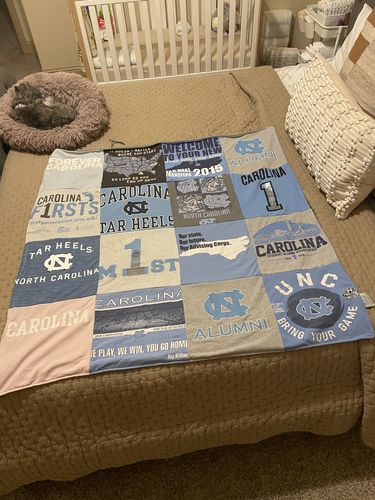 T-shirt quilt featuring north carolina tar heels by Leasha from TX