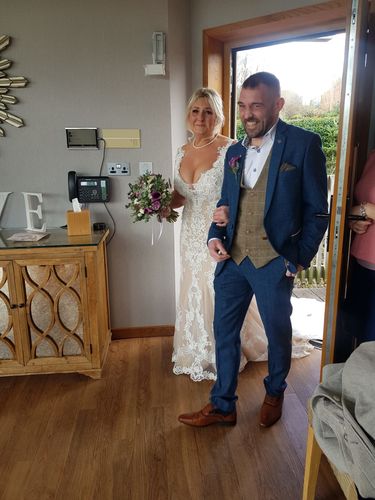 Customer photo review of Charles Southwell Tan Brogues With Navy Trim