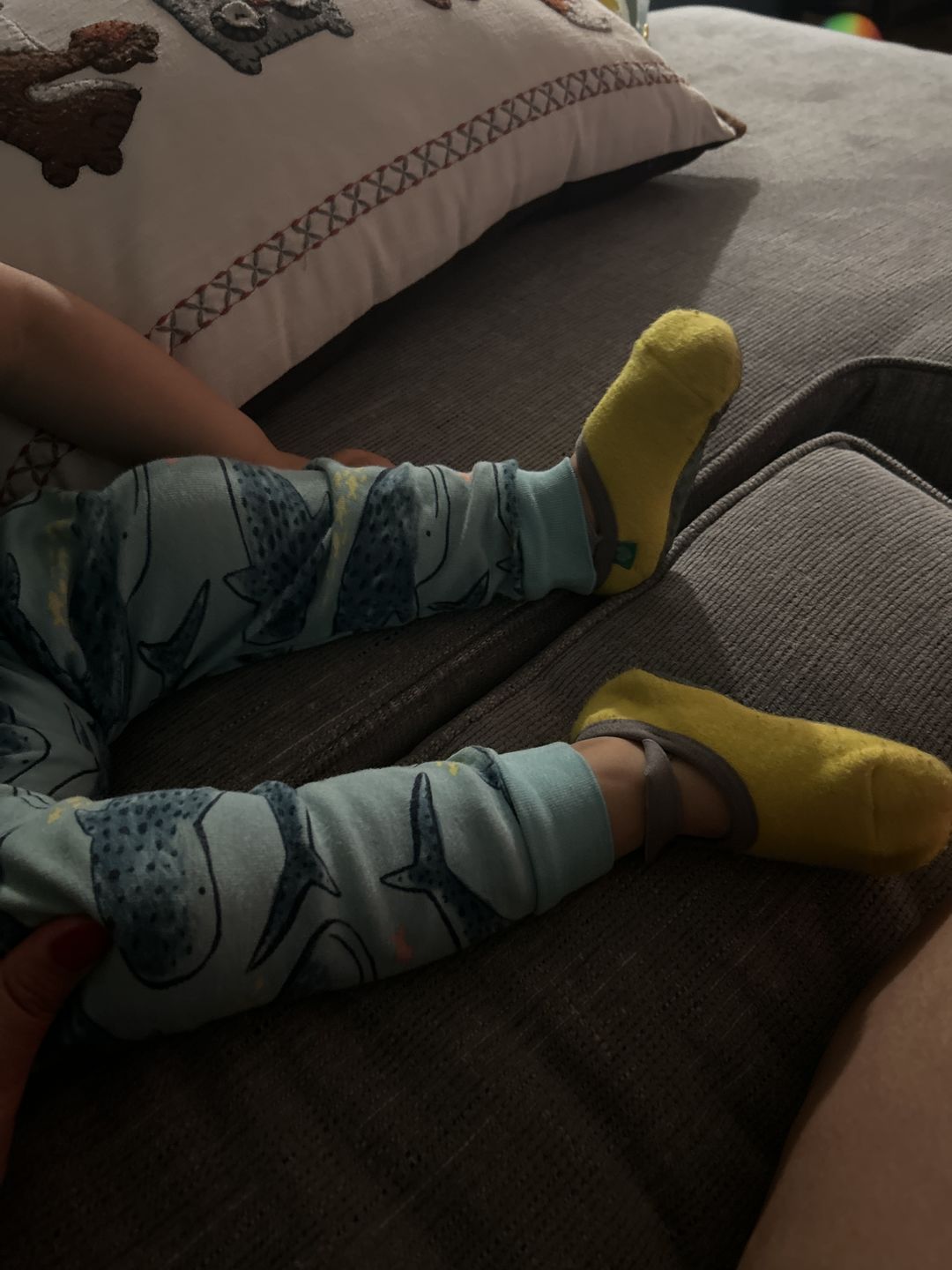 Customer photo review of Non-Slip Baby Socks | Three Amigos 3-Pack