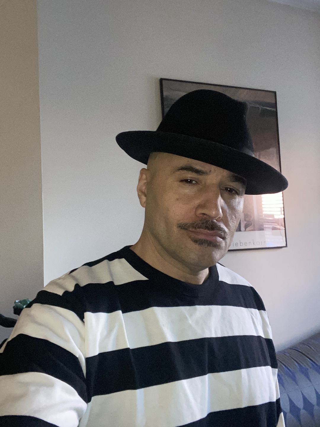 Customer photo review of 9 oz Wide Striped Long Sleeve T-Shirt