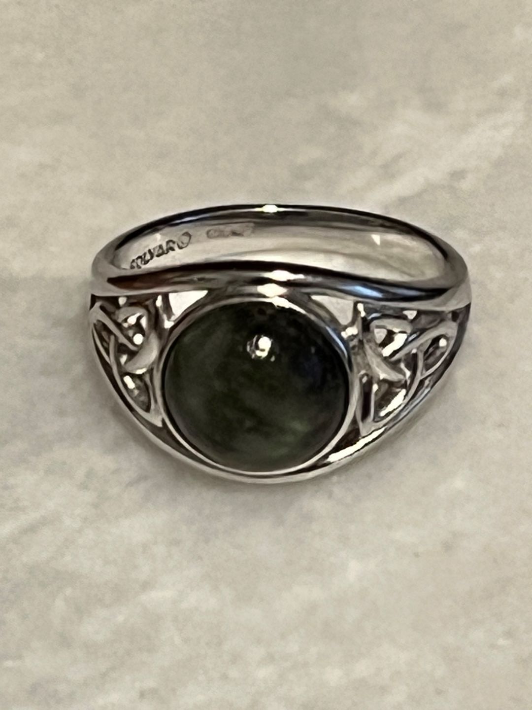Customer photo review of Connemara Marble Celtic Trinity Knot Ring