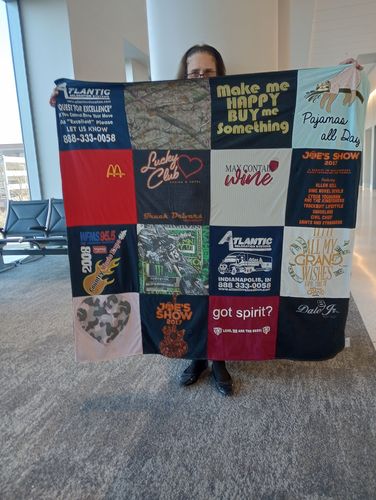 T-shirt quilt with music, parties themes by Deborah from IN