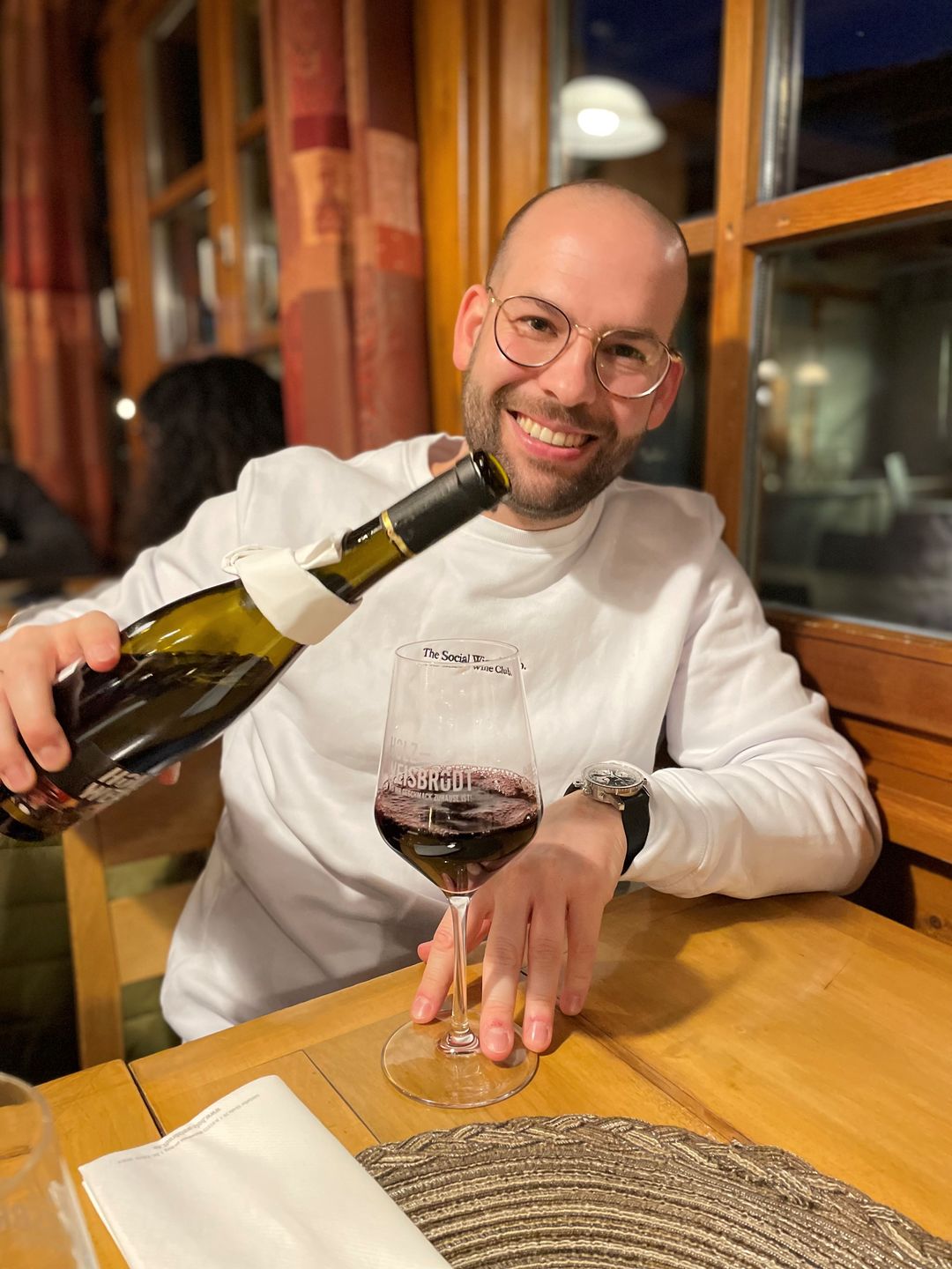 Customer photo review of The Social Wine Club. Eco Sweatshirt