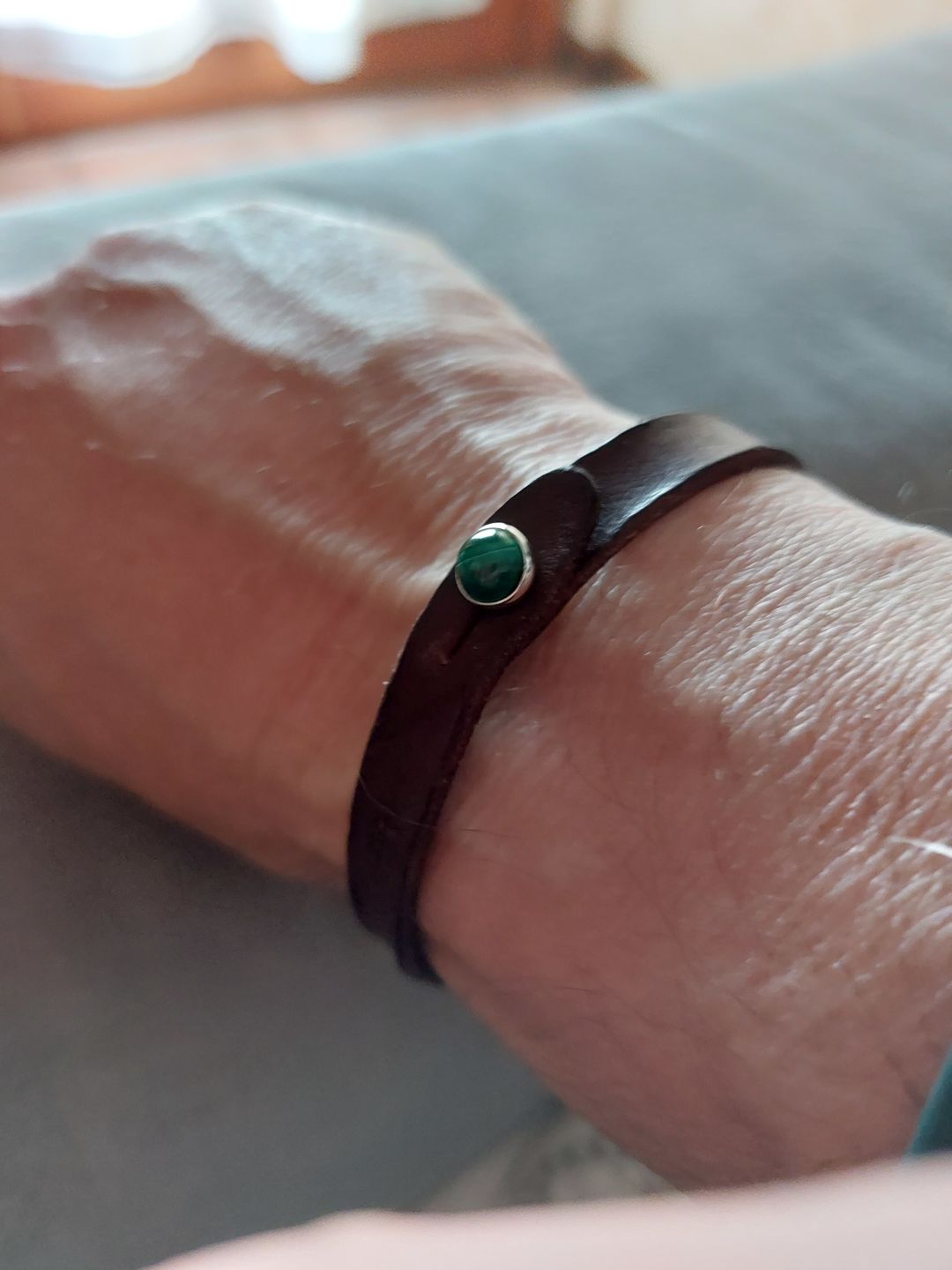 Customer photo review of Bracciale pelle io Malachite Tulsi