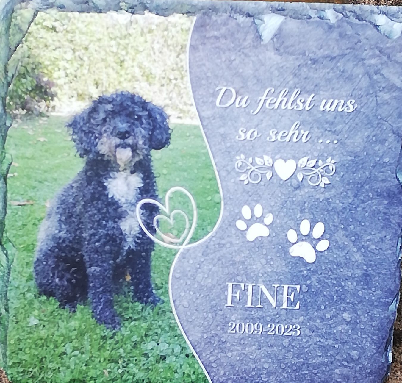 Customer photo review of Du fehlst uns - Individuelle Schieferplatte