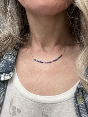 Customer photo review of Gemstone Heishi Beaded Chain Necklace