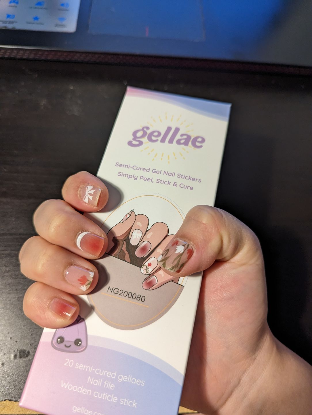 Customer photo review of Gel Nail Sticker Starter Kit (FREE UV Lamp With 2 Or More Gel Nail Stickers)